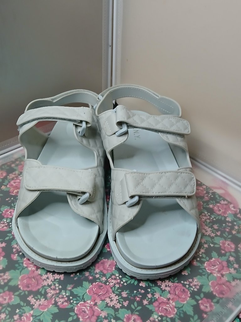 Cream Off-White Quilted Double Strap Platform Sporty Utility Sandals
